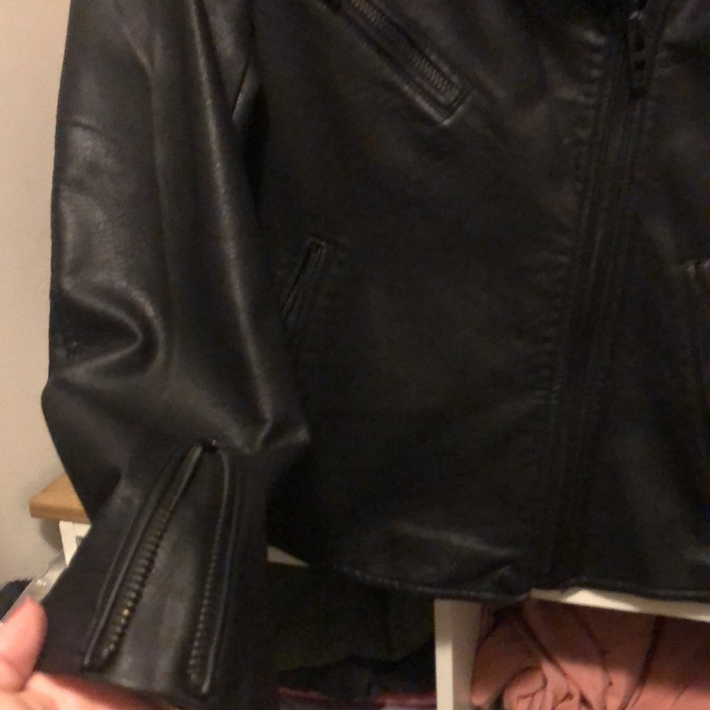 Pleather Jacket, Black, Moto Jacket - image 4